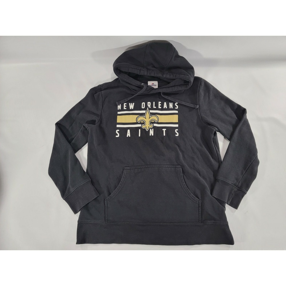 New Orleans Saints NFL Majestic Women's Black Pullover Sweatshirt Hoodie Sz L